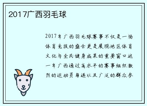 2017广西羽毛球
